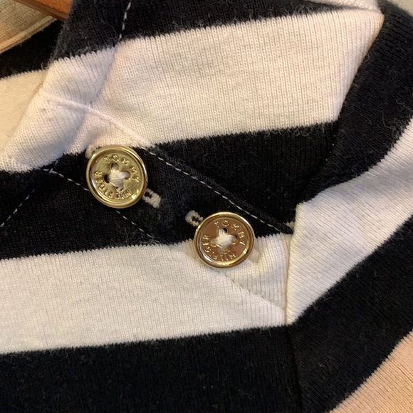 Tommy Hilfiger Striped Scoop Neck with Collar Buttons Long Sleeves Top - Picture 3 of 7